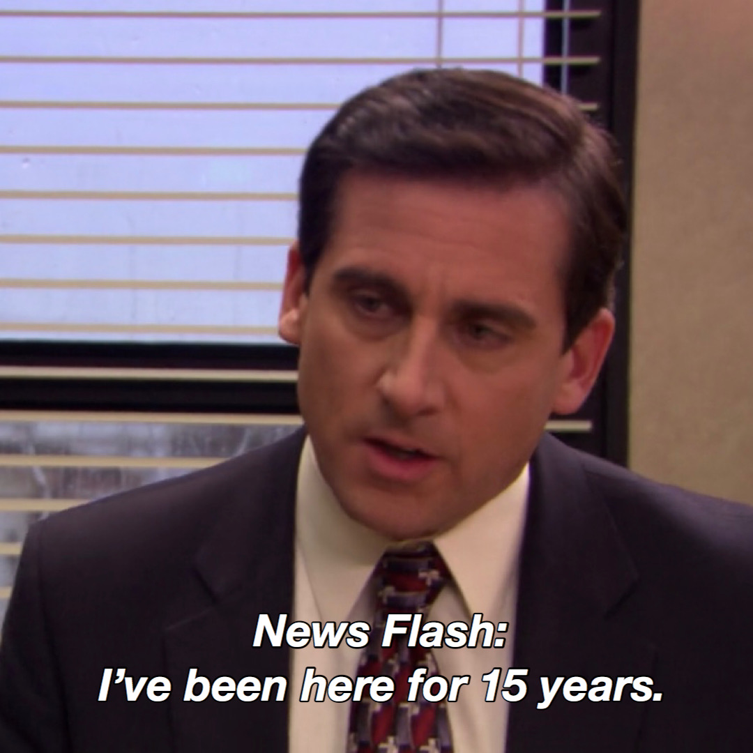 nbc's tweet photo. NEWS FLASH: It is @theofficenbc's birthday. 🎉 #Office15 https://t.co/z7NIpuzlj8