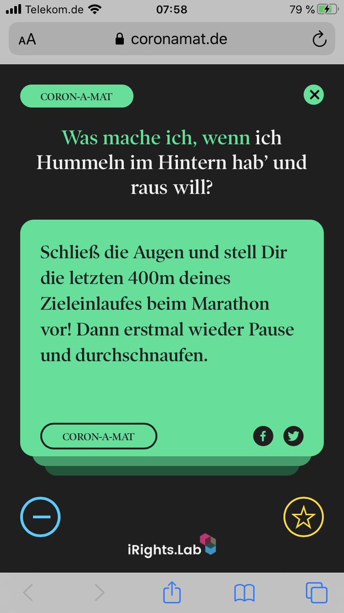 Wir haben da mal was ziemlich Tolles für Euch gebaut 😎coronamat.de #coronamat #BleibtZuhause #COVID19 #StayAtHome #shoutout <a href="/Coron_A_Mat/">Coron-A-Mat</a> <a href="/iRightslab/">iRights.Lab</a> Weitersagen!