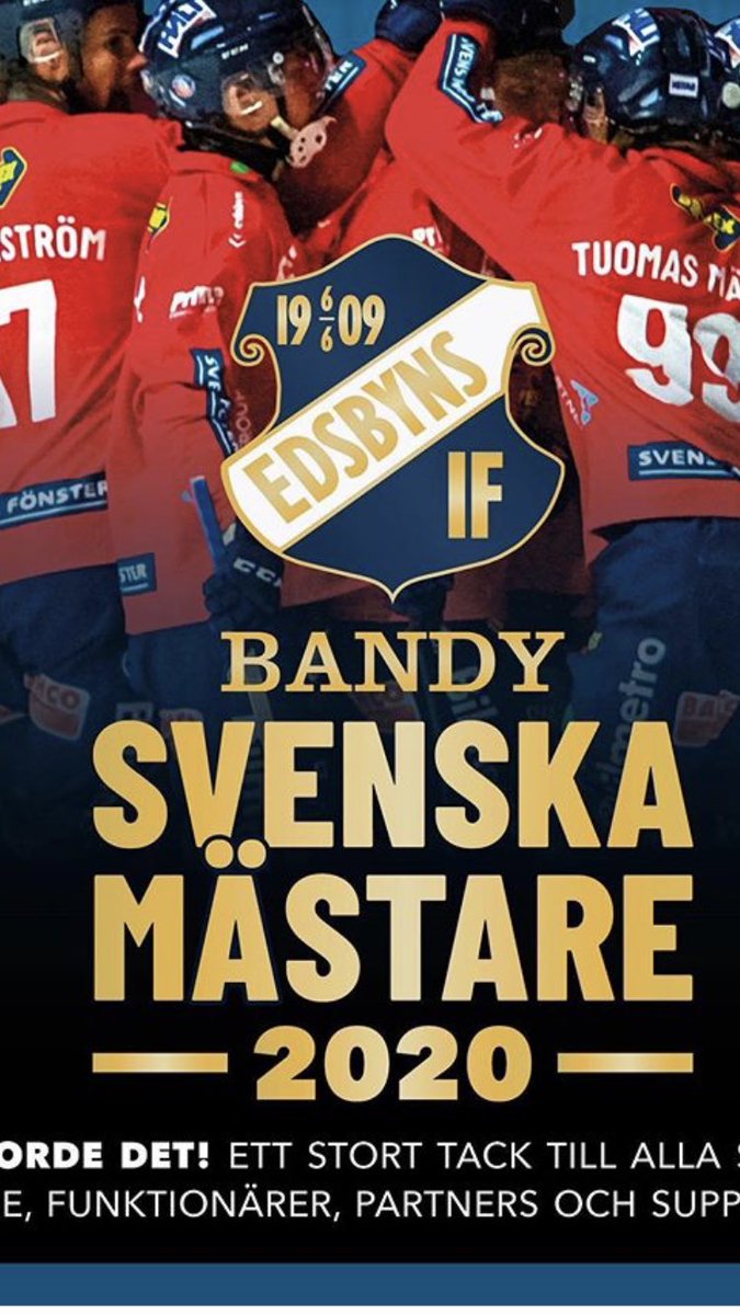 En grym säsong är över o har varit otroligt utvecklande 👊 lär mig saker av detta gäng varje dag🙏 En säsong som kommer finnas i historie böckerna. Nu myser vi ett bra tag innan säsongen 20-21 startar ❤️💙🏆🥇 Tack alla bandyälskare 👌
