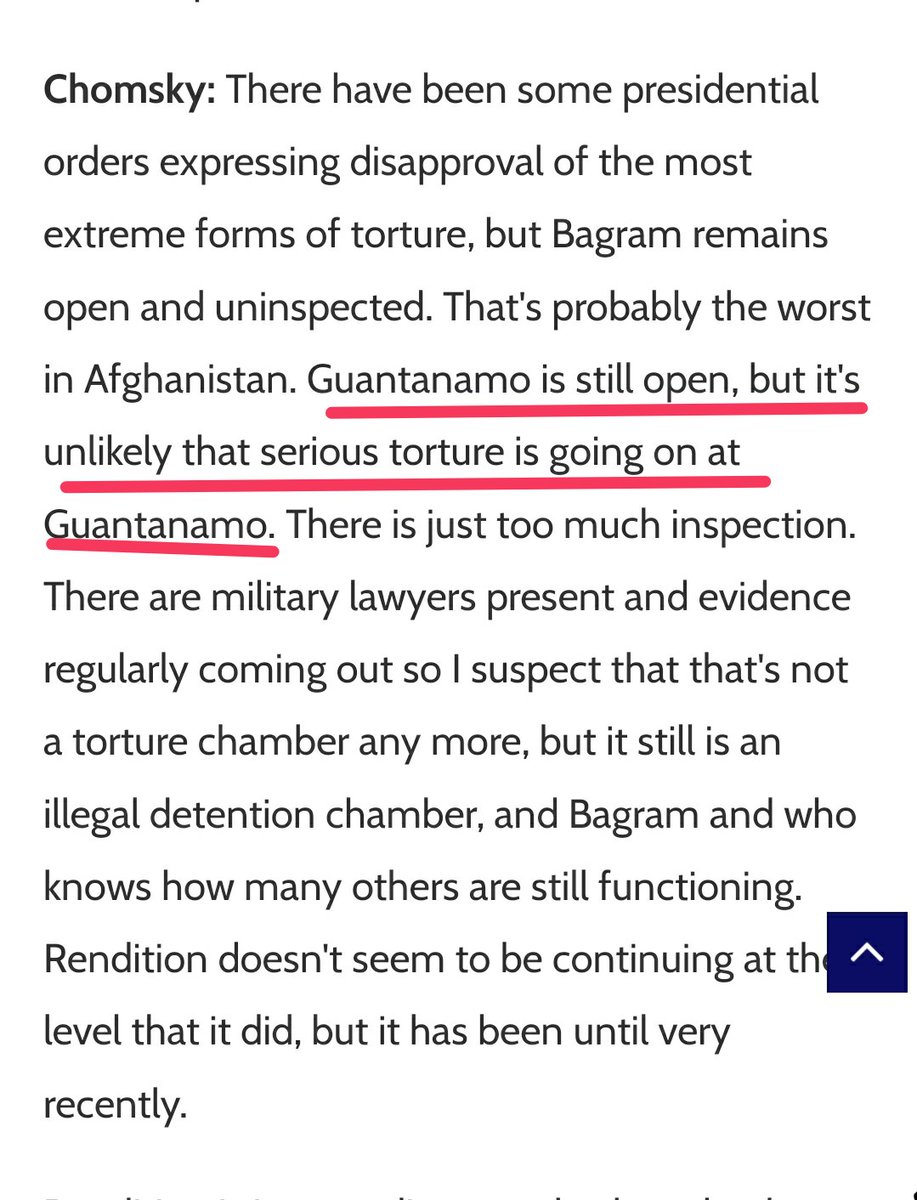 In 2012, Chomsky doubted whether there was serious torture going on in gitmo. #facepalm