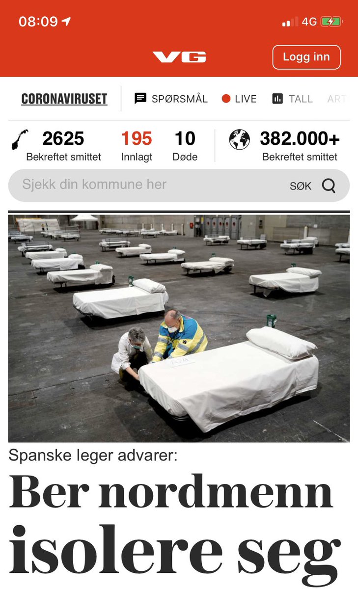 Skjønner at <a href="/vgnett/">VG</a> tjener bra på klikk, men nå må dere slutte med slike frykt artikler. Personer med litt vett i hue har forstått alvoret nå. Tredje gang dere forteller oss om at italienske og-eller spanske leger må prioritere hvem dem skal redde. Gi håp til folket!