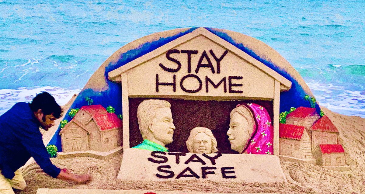 Sudarsan Pattnaik Stayhomestaysafe My Humble Appeal Through My Sand Art Stay At Home Stay Safe And Cooperate Government During The Lockdown Period Let S Lock Ourselves To Save Our Life And