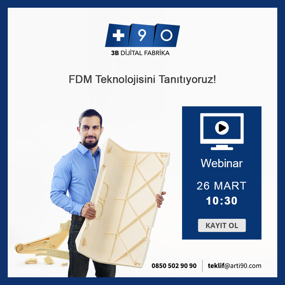 arti90_TR's tweet photo. +90 3B Dijital Fabrika olarak hizmetini sağladığımız FDM teknolojisi ve avantajlarını anlatacağımız webinarımıza kayıt yaptırmayı unutmayın!

https://t.co/ri7I0li6L8

#webinar #fdmwebinar #3bdijitalfabrika #3dyazıcı #3dprinter #hızlıprototipleme #3dprintinglife #arti90 #infotron https://t.co/TpXhgOV51C