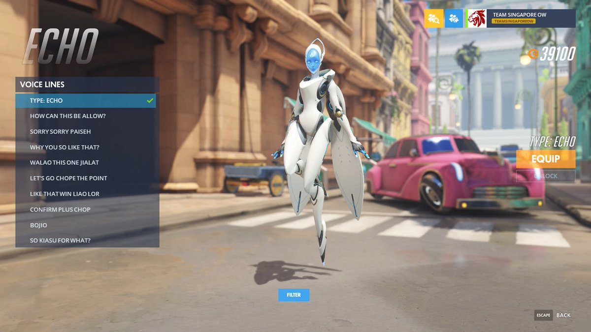 Echo's voice lines in <a href="/PlayOverwatch/">Overwatch</a> have not yet been revealed, so we have room to imagine! 😉

What #UniquelySingapore voice lines would YOU like to see on her? 🇸🇬