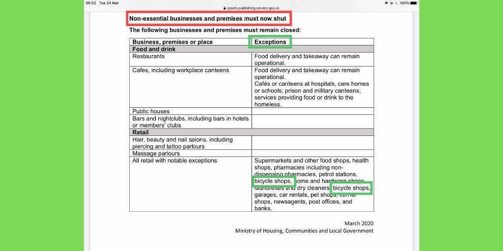 UK government recognizes the important contribution cycling makes to physical and mental health (not once, but twice!). We hope that the GoJ, should it need to, will include similar advice. When visiting your local bike shop, respect others and follow social distancing guidelines