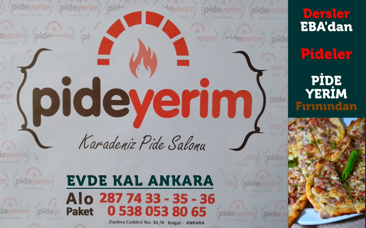 pideyerim's tweet photo. #EvdeKalAnkara 

DERSLER #ebaTV den Pideler PİDE YERİM Fırınından. 

Acıkınca bizi Ara,Sıcacık PİDELER Kapında... İstersen GEL AL...

#EvdeKal #Balgat #Bahçelievler #Pide #paketservis #karadenizpidesi #acıkınca #salı  #sağlığınicinevdekal #ebaTV https://t.co/DeShe8PYvU