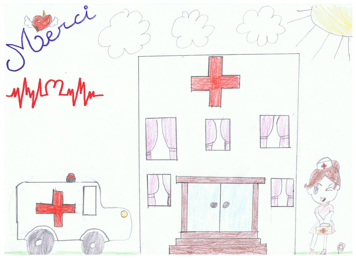 #1dessinpour1soignant 
Bravo Anaël (CE2)
Bon courage à tous ceux qui sont exposés. Un grand merci!