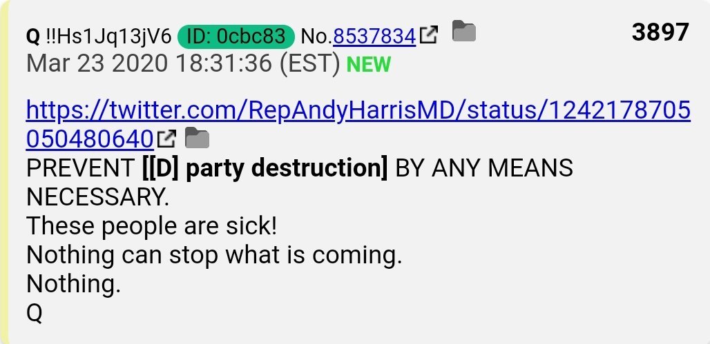 19.  #QAnon The outrageous provisions for removing voter ID for ballot harvesting levered into the  #Coronavirus relief bill are laid out by Dr.  @RepAndyHarrisMD  #Q  https://twitter.com/RepAndyHarrisMD/status/1242178705050480640