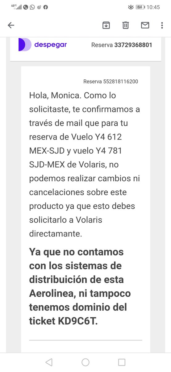 carolinaserR's tweet photo. @viajaVolaris sigue sin dar respuesta ni soluciones, al parecer entre @DespegarMx y volaris solo se pasan la bolita y ahora imposible q volaris me de respuesta, completamente nefasto su procesos entre empresas y nosotros perdemos $ https://t.co/Tw9HpvhwDR