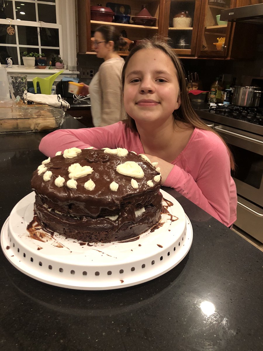 And I made a chocolate cake for this amazing 12 year olds birthday. She decorated it. Recipe from some Moosewood cook book. (Look at how cool she is.)