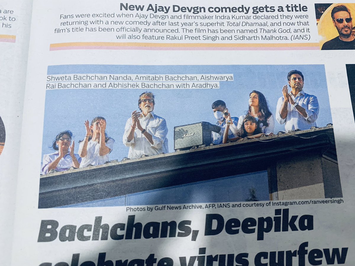 ann_maria_'s tweet photo. Bachchan family during #JuntaCurfew all dressed in white like they are attending a funeral....of the virus...oh wait! https://t.co/5xMp0heNZw