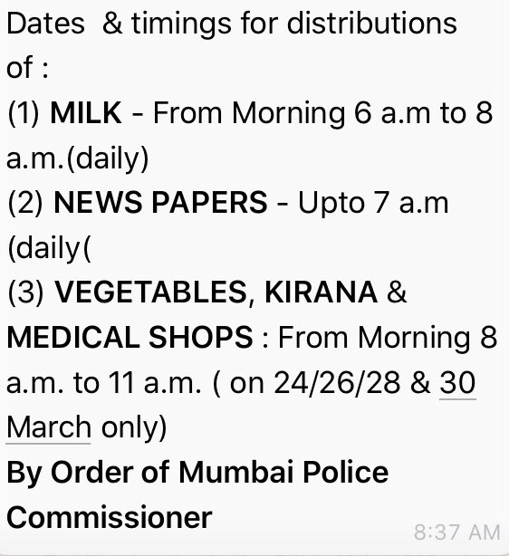 Namaste, I’m the Commissioner of @MumbaiPolice & this list has definitely not been made on my directions! The last thing we want to get infected with & pass on during such crisis is rumours. Pls verify every msg regarding emergency services before you forward #StaySafeFromRumours