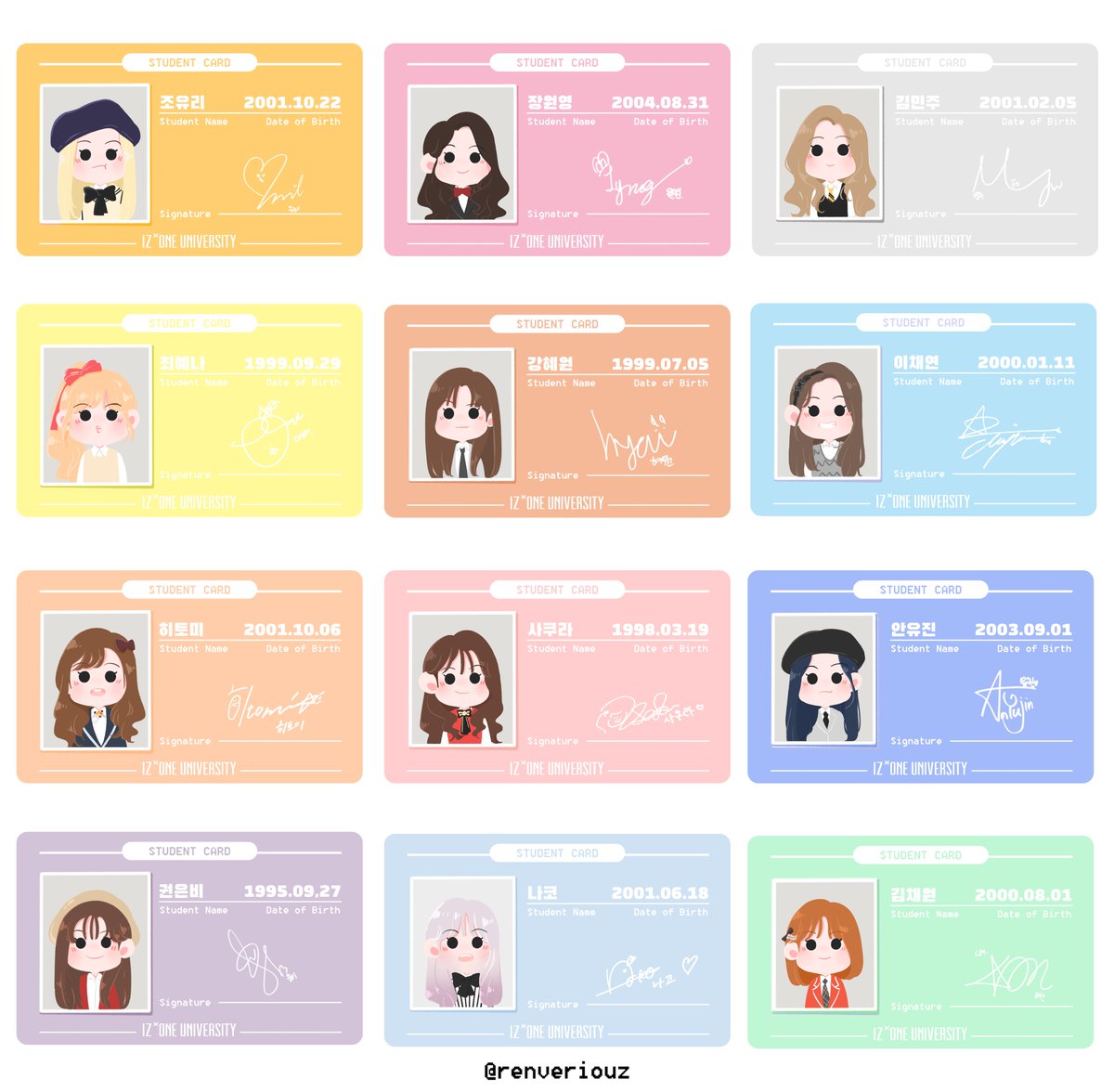 renveriouz's tweet photo. IZ*ONE Student Cards have been uploaded~~
Feel free to use it for "Personal Use" (prints, sticker, etc)
No commercial use is allowed *I won't share files again if this is violated :( 

https://t.co/I1NeYcoHWZ https://t.co/ClwOjAGnIS