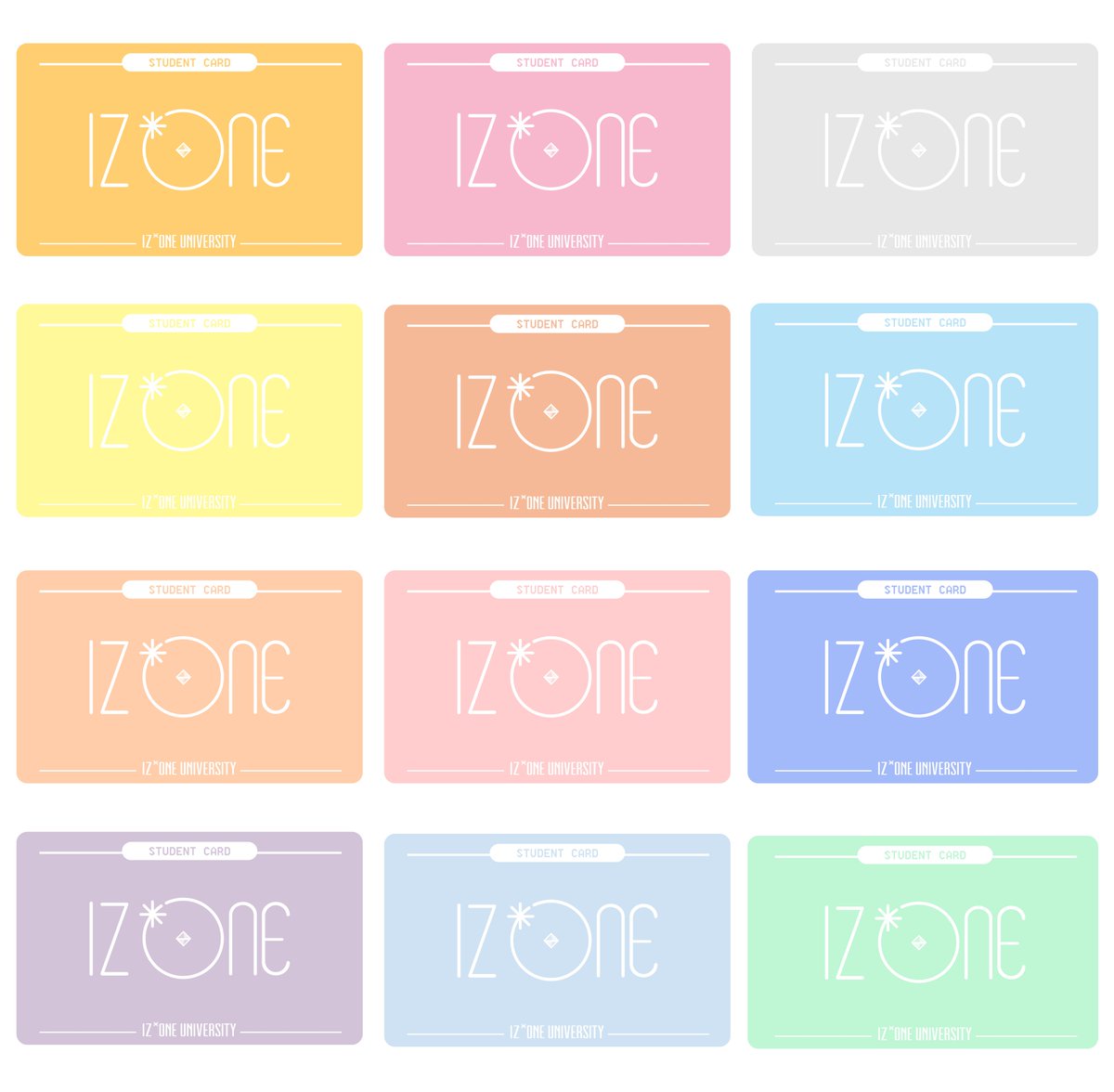 IZ*ONE Student Cards have been uploaded~~
Feel free to use it for "Personal Use" (prints, sticker, etc)
No commercial use is allowed *I won't share files again if this is violated :( 

drive.google.com/open?id=1EI0op…