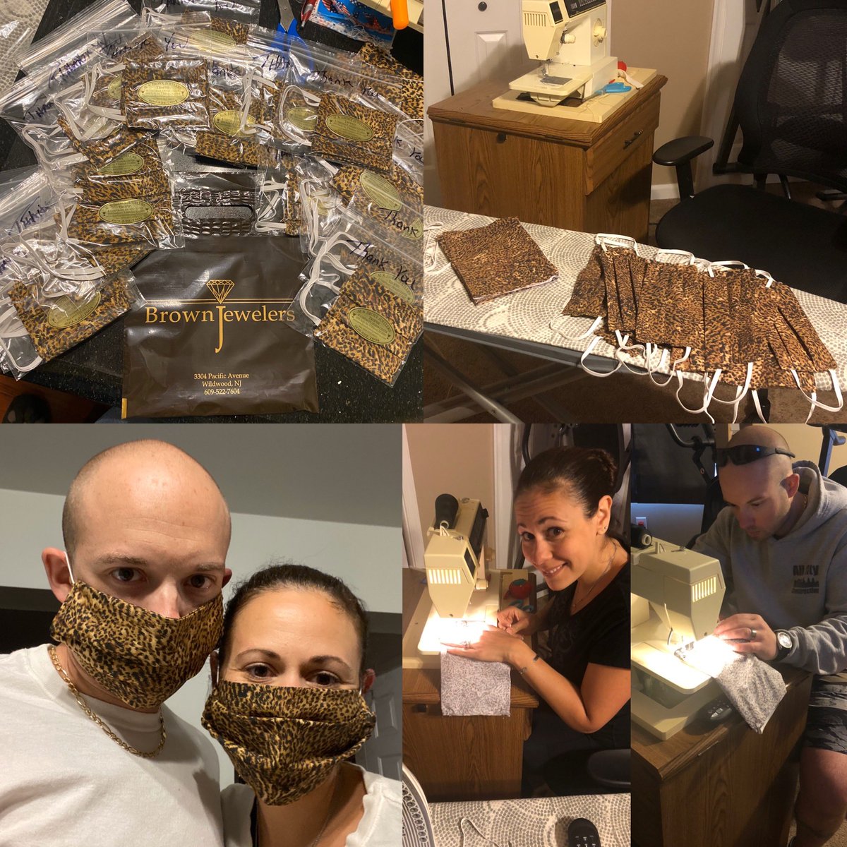 Brown_Jewelers's tweet photo. We at Brown Jewelers traded in the jewelers bench for the sewing bench to support those who need us most, while self quarantining. Today these mask are the most valuable thing we could make to support our doctors &amp; nurses who need them most. Please stay healthy and safe c u soon! https://t.co/wOYg81eH4n