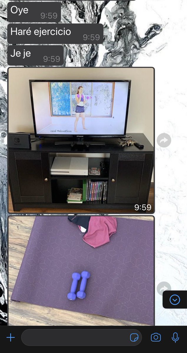 Pues hoy mi novia me mando esta foto de que iba a hacer ejercicio y no me explico porque me pareció lo mas tierno del mundo. Te amo nunca mueras.