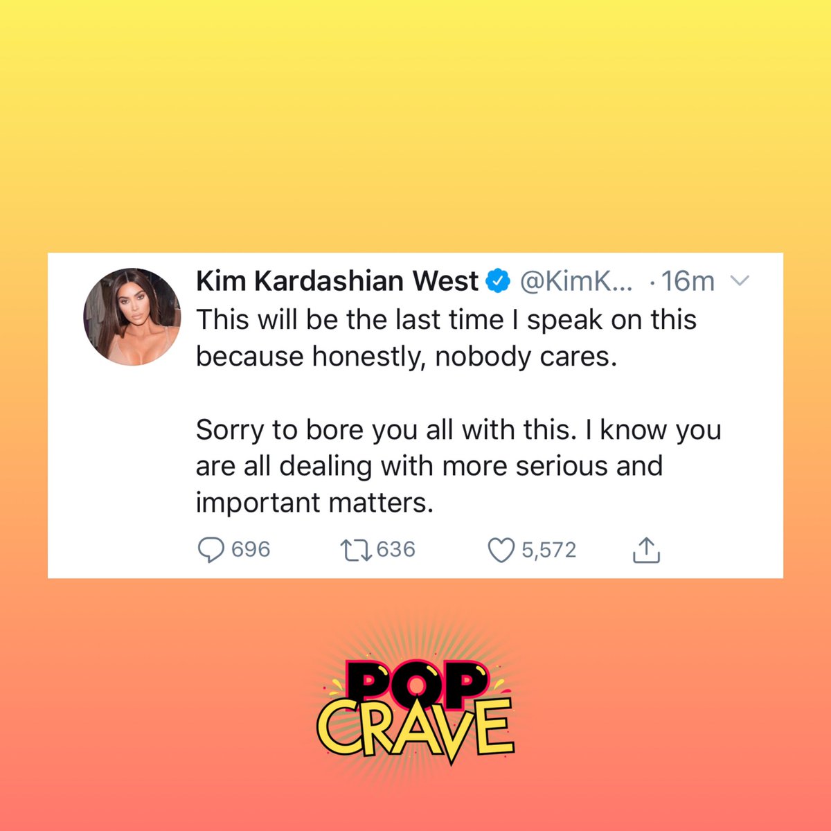 PopCrave's tweet photo. .@KimKardashian slams Taylor Swift after she spoke out about her leaked phone call with Kanye:

“I feel I’m left without a choice but to respond because she is actually lying.” https://t.co/5H1G1A38QY