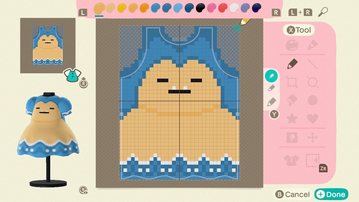 MsBatWayne's tweet photo. made a snorlax dress today ♡ #AnimalCrossing #animalcrossingdesigns https://t.co/dsOvRJag8l