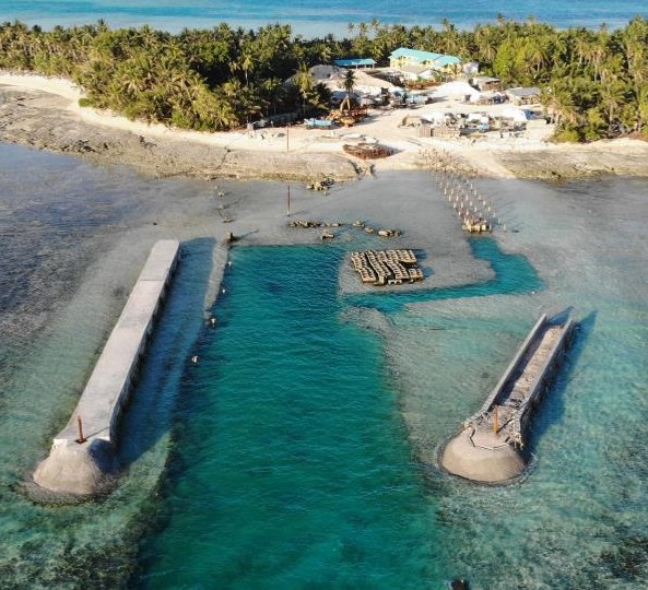 Nukulaelae, Tuvalu is being transformed by #ADB supported Outer Island Maritime Infrastructure Project which will promote social and economic development It's  population of 324 will soon enjoy improved connectivity.
Feb. 2019:                                       Feb. 2020: