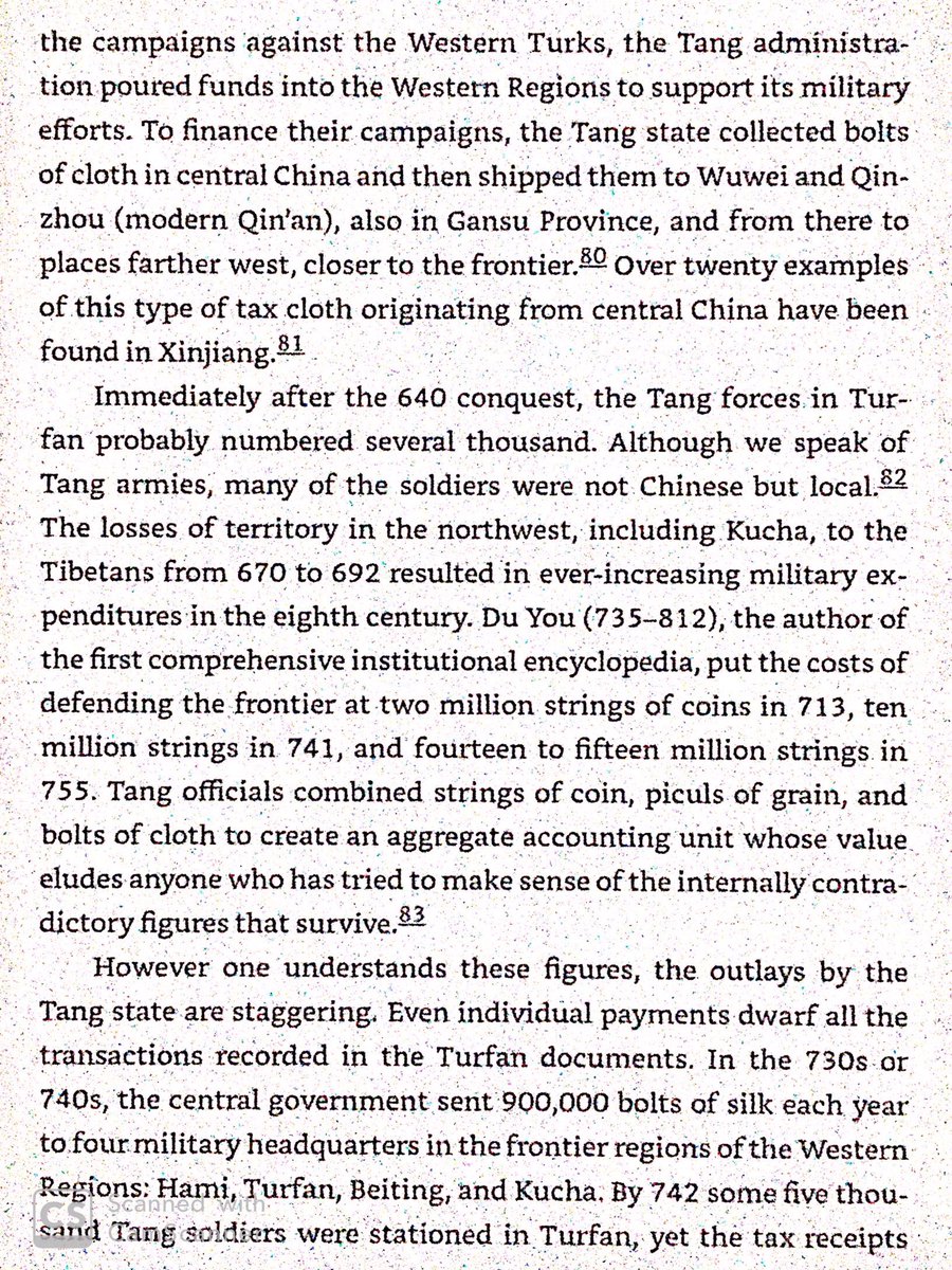 Tang military spending dominated the economy of Turfan from 640-756 AD.