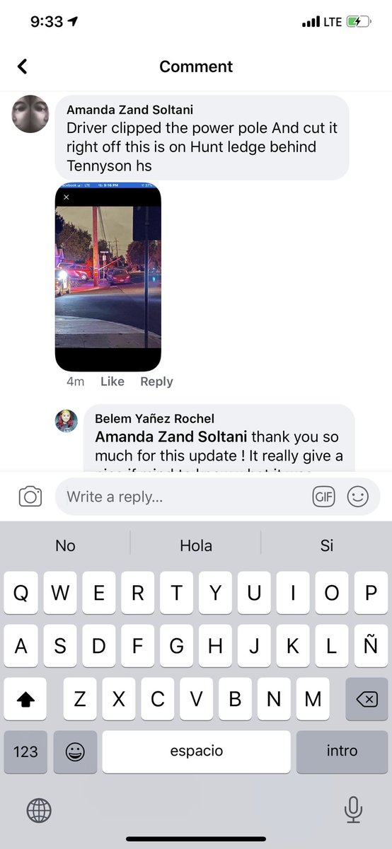 toastertitz's tweet photo. @darebeaaar Someone ran into a power line/ pole thing by Tennyson high and apparently also hit a few parked cars and was trying to flee scene or whatever https://t.co/ylKNXbzwWU
