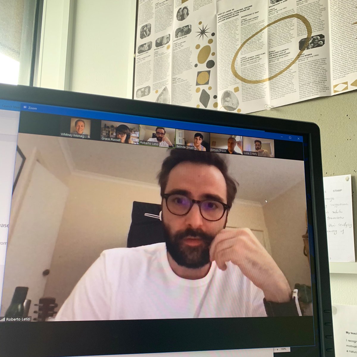mfjmonash's tweet photo. Say hi to our Film &amp; Screen Studies colleagues in the #ATS1305 team! They may not be able to go to the cinema at the moment but they are having a great time discussing film culture with over 400 first year students via #OnlineTeaching #monashartsonline https://t.co/3CzzL57z6o