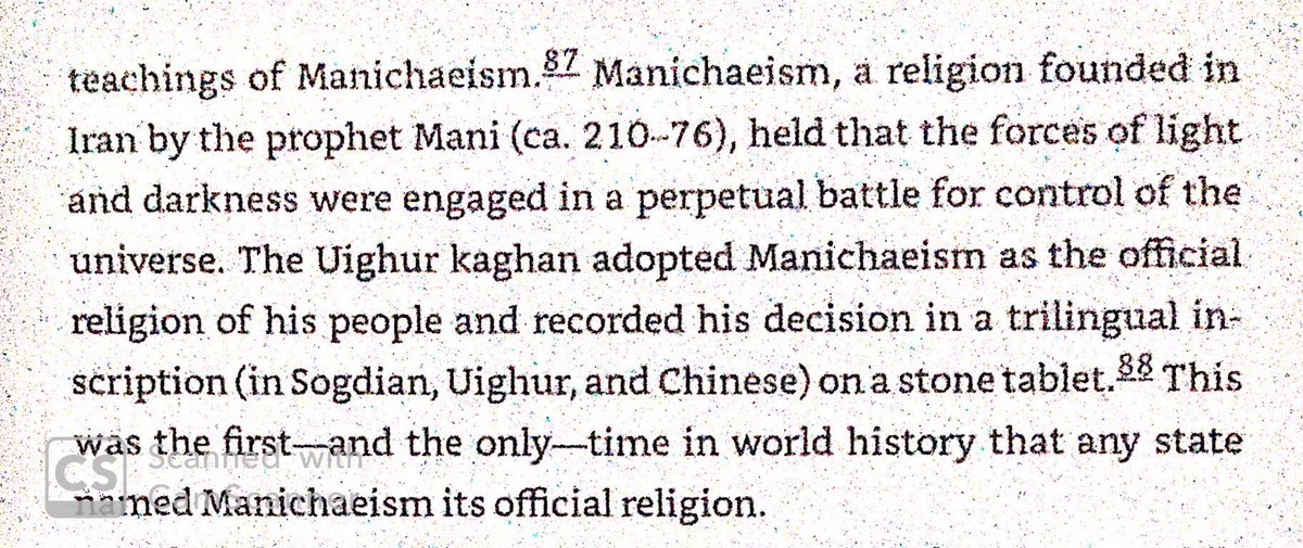 The Uyghurs converted to Manichaeism under Sogdian influence in mid 8th century, & converted to Buddhism around 1000.