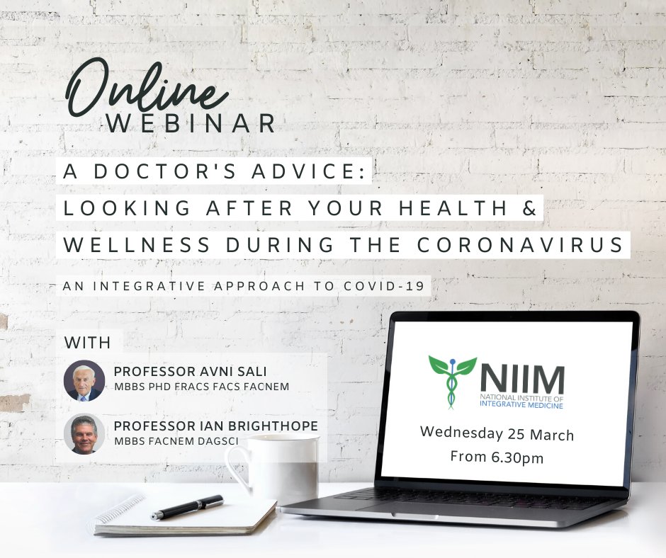 theNIIM's tweet image. Join us for on Wednesday 25 March for a special webinar with Professor Avni Sali and Professor Ian Brighthope.

This is your opportunity to join the conversation with two of the leading brains in hashtag#integrativemedicine.

Register online at bit.ly/2WK8i3U