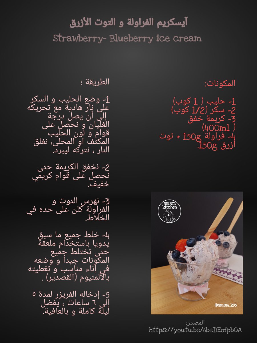 smsm_k95's tweet photo. صباحكم سعيد أعزائنا .. إليكم وصفة الآيسكريم اللذيذة بالفراولة و التوت الأزرق 😍 
 
#تطبيقات #وصفات
#خلك_في_البيت 
#تعليق_الدراسة_عمان 
#الحجر_المنزلي 
#حظر_التجول https://t.co/2J46ElPGFC