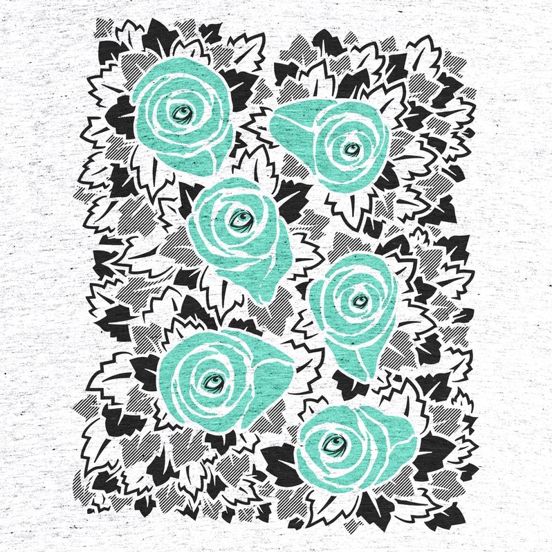 Harriss981's tweet photo. New @cottonbureau shirt! check it out if you like flowers and eyeballs! #tshrit #graphictee #illustration #art #apparel #green #flowers #rose #floralpattern #cottonbureau https://t.co/cHUfIamXld