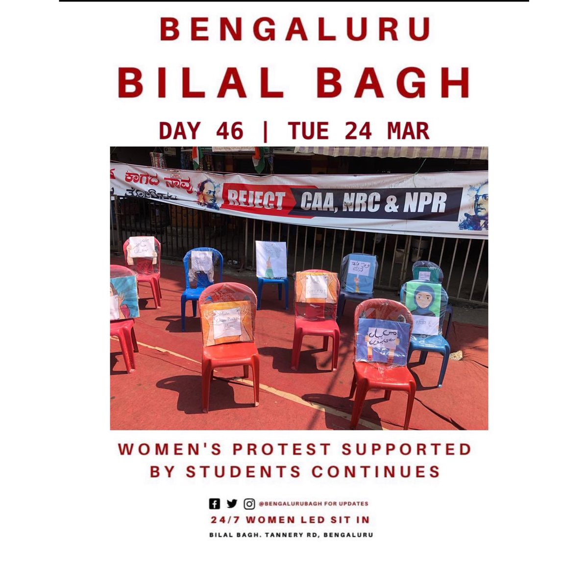 bengalurubagh's tweet photo. Day 46 
Bengaluru Continues with symbolic and #digitalinquilab https://t.co/Mko2PY9SKO