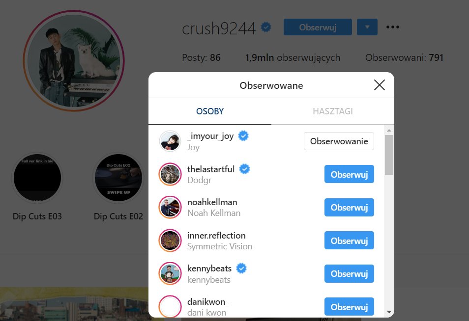 111. Crush (singer) followed Joy on ig (two years ago, Joy said that she wants to collab with him!)