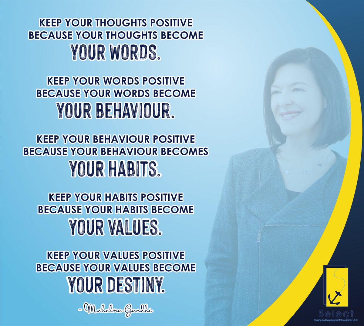 SelectTraining's tweet photo. Keep yourself positive

#selectselect #strategy2020 #towardsthenext50years #UAE #Dubai #Abudhabi #EXPO2020 #selecttrainingUAE #selecttrainingKSA #positivethinking #positiveattitude https://t.co/1uAF2uN8qj