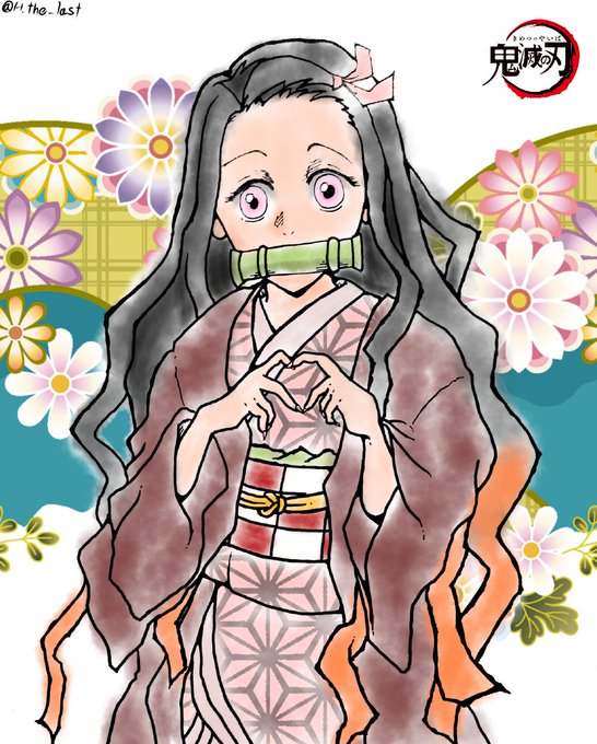 NNBEさんがTwitterに投稿した竈門禰豆子(鬼滅の刃)のイラスト。