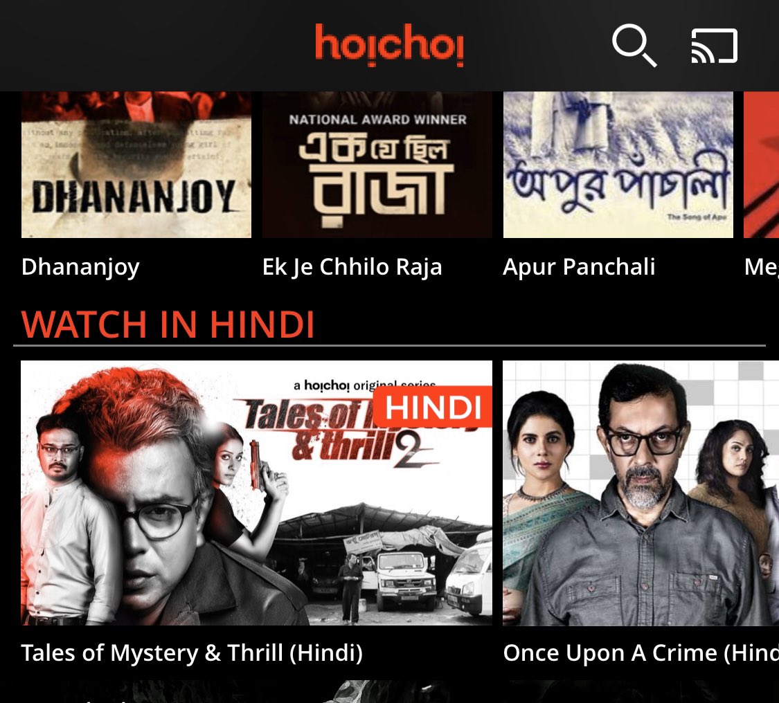 SoumyaMukerji_'s tweet photo. @ShruvRahul @hoichoitv Check out our Watch in #Hindi tray on our home page. You will find mostly shows but a few movies like #Gumnaami and #CabinGuard as well. https://t.co/cFojXwh48q