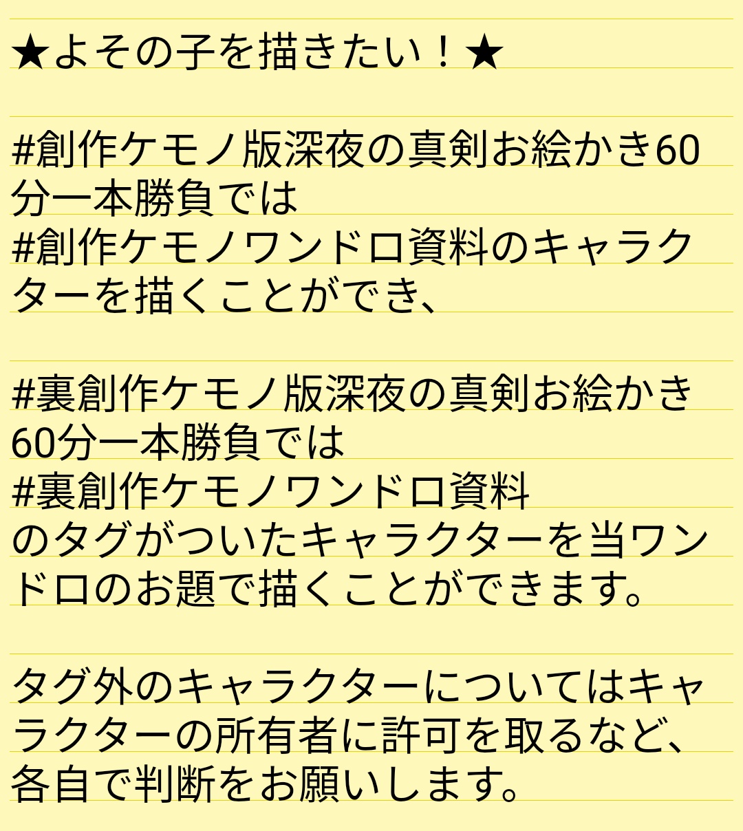 創作ケモノ版ワンドロお題告知 停止 Sou Kemo1d Twitter