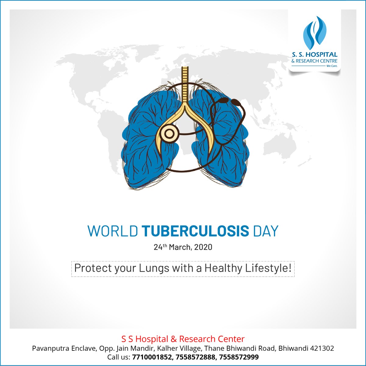 SS_HOSP's tweet photo. The health of your lungs is in your hands. Here are a few things you can follow for there better health:

=Avoid exposure to indoor pollutants
=Quit Smoking
=Minimize exposure to outdoor pollution of air
=Try to prevent infections
=Do regular exercise
#WorldTuberCulosisDay https://t.co/ZBE7b6a3Kh