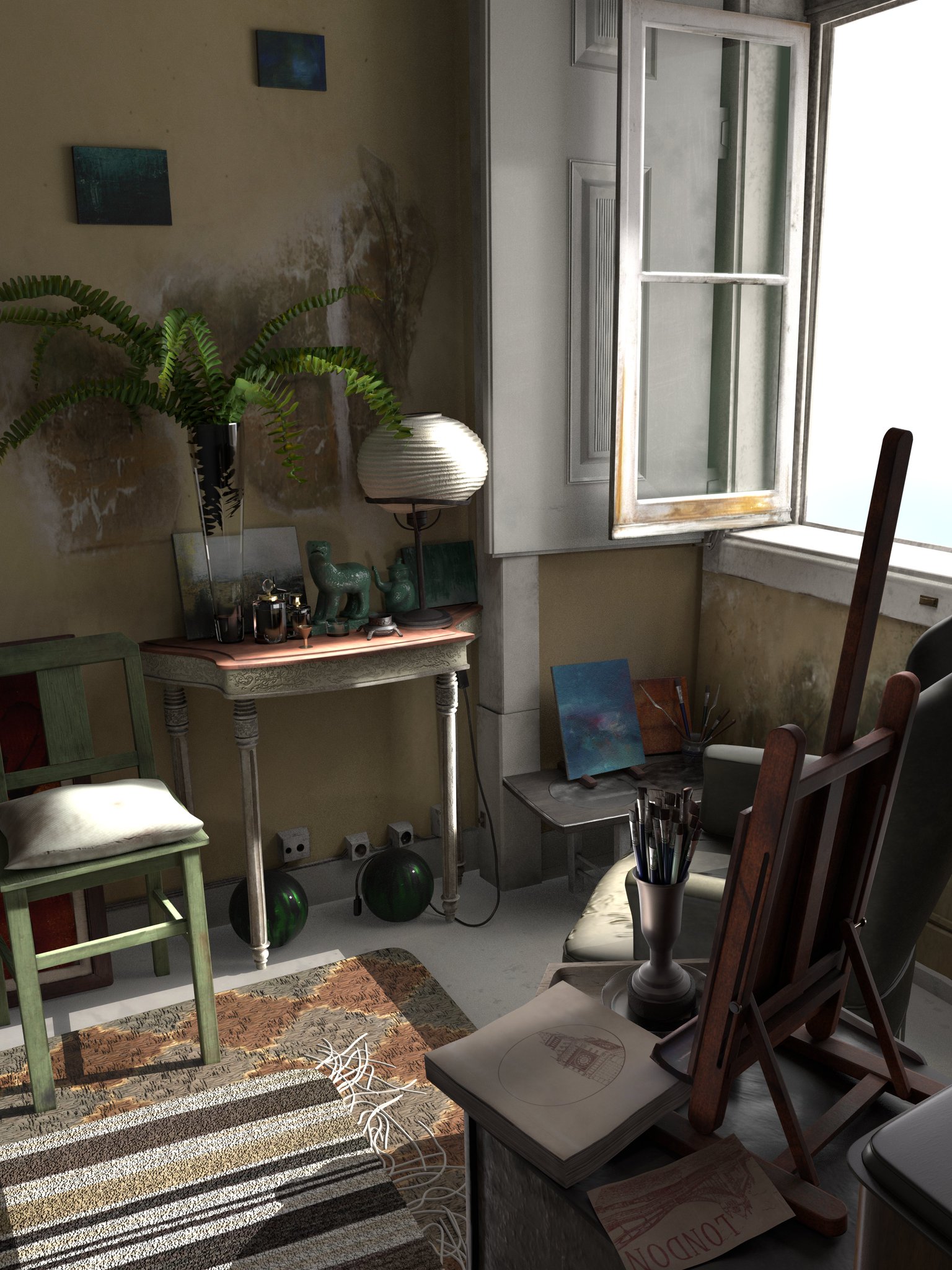 C R社 Cgブラッシュアップクラス 画家の作業部屋 一旦 テクスチャーが入りました ここから細部にこだわってブラッシュアップしていきます ポートフォリオブラッシュアップ Cg Vfx 3dcg 背景モデラー志望 C R社 Cgブラッシュアップクラス 画家の作業部屋 一旦 テクスチャーが入りました ここから細部にこだわってブラッシュアップしていきます ポートフォリオブラッシュアップ Cg Vfx 3dcg 背景モデラー志望