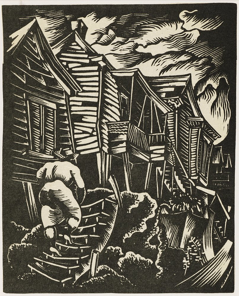 In “Coming Home,” by Hale Aspacio Woodruff, the steps sag as a woman in a hat climbs the stairs, perhaps suggesting both her personal burdens and a more universal struggle. Her solid presence, however, implies resilience in the face of adversity. #StayHomeKC #MuseumFromHome