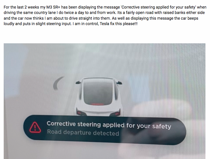 TSLA_Q's tweet image. &quot;Corrective Steering Applied For Your Safety!!!! I am in control, Tesla fix this please!!!&quot;
&quot;It’s just a glitch, as you are aware.
As autosteer improves, this will go away.&quot;

#TeslaAutopilotIssues $TSLAQ