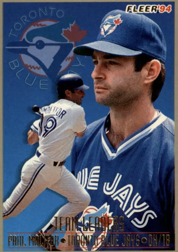 CardboardHistry's tweet photo. Talk about under-rated! This HOFer wore #19 w/ #BlueJays during his 3-yr stint (‘93-95). The 36 yr old DH posted monstrous 1st yr w/ Toronto hitting .332 w/ MLB best 211 Hs. Had 121 Rs, 111 RBIs & career high 22 HRs en route to WS 👑. #CompactSwing #No19s https://t.co/RGZLHi8LsU