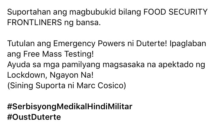 cuddlyplant's tweet image. SUPORTAHAN ANG MABUBUKOD BILANG FOOD SECURITY FRONTLINERS NG BANSA! 

#FreeMassTestingPH #SerbisyongMedikalHindiMilitar 
#OustDuterte 

@peasant_women #RuralWomenAdvocates