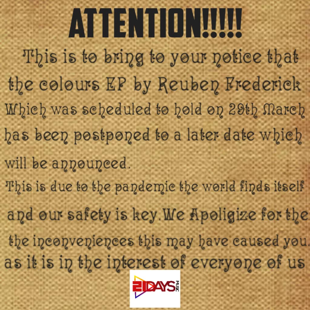 WeJosRock's tweet photo. Notice of Postponement.
#ColoursEP
#21DaysMusic https://t.co/nlW2nGX1bm