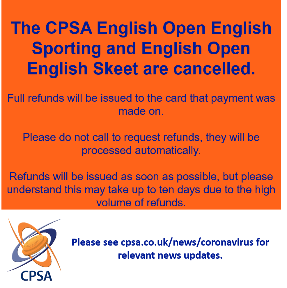 CPSAuk's tweet photo. Due to the Coronavirus pandemic the English Open English Sporting (13-17 May at Highwaymans Shooting Ground) and English Open English Skeet (scheduled for 22-24 May at @eriswell_lodge) have been cancelled. 

Full details at https://t.co/zUY776lmKo https://t.co/GrTJtrOxcO