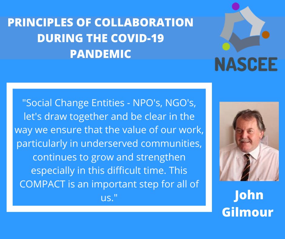 “NPOs, NGOs let's draw together &amp; be clear in the way we ensure that the value of our work, particularly in underserved communities, continues to grow &amp; strengthen"
John Gilmour 
See link: 
nascee.org.za/news-events/na…