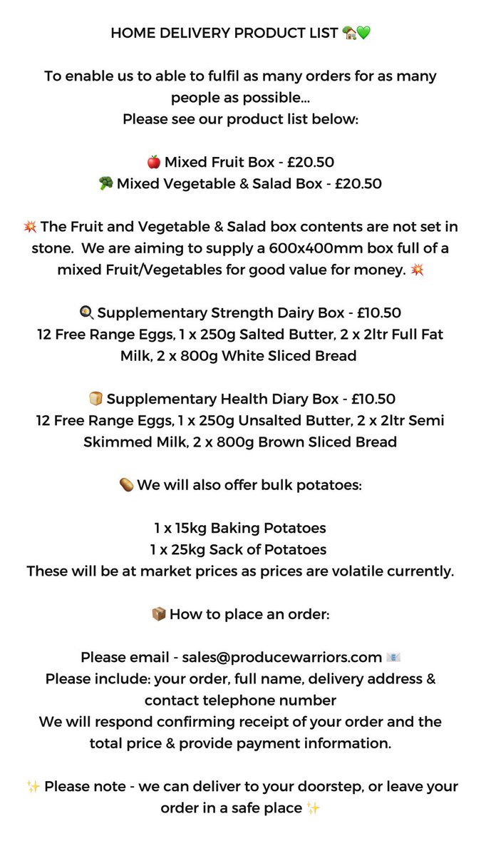 producewarriors's tweet image. HOME DELIVERY PRODUCT INFORMATION 🏡🍎🥦  

producewarriors.com/home-delivery