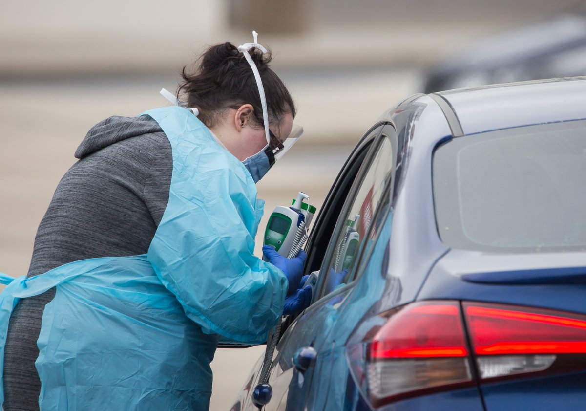 axioscharlotte's tweet photo. Latest: Atrium opens a drive-thru testing site on the Charlotte Motor Speedway complex. After being directed to the site by a physician, patients are tested from inside their car. More on Charlotte hospitals: https://t.co/PBQiTat1CZ https://t.co/w845gIPwXx