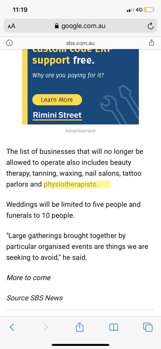 Sl8s24's tweet image. Another case of inaccurate reporting but @SBSNews . Allied health services are NOT closed