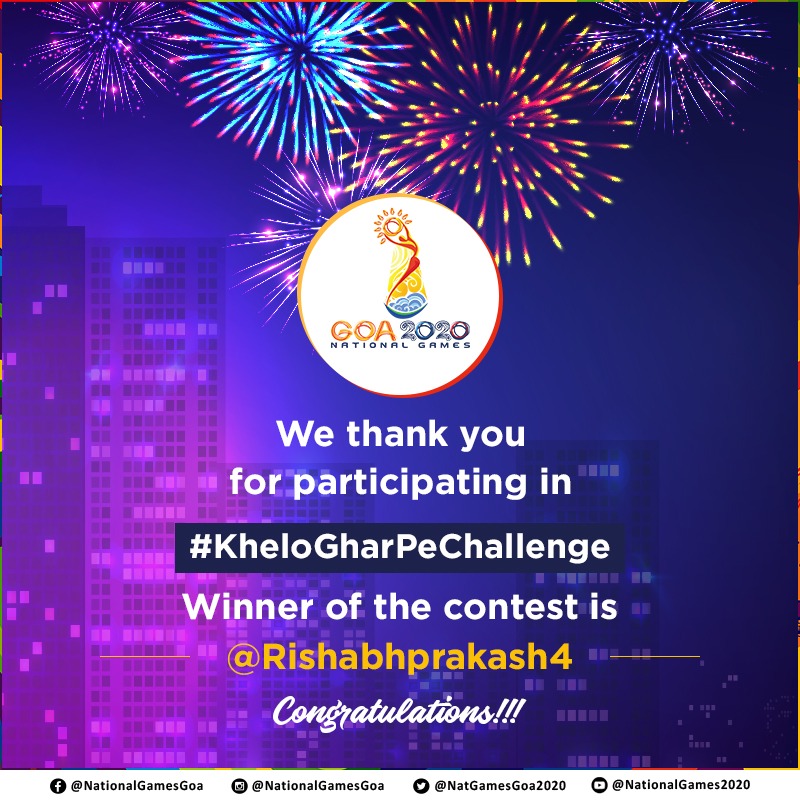 Congrats <a href="/Rishabhprakash4/">Rishabh Prakash 🇮🇳 🇺🇸</a> for winning our #KheloGharPeChallenge !