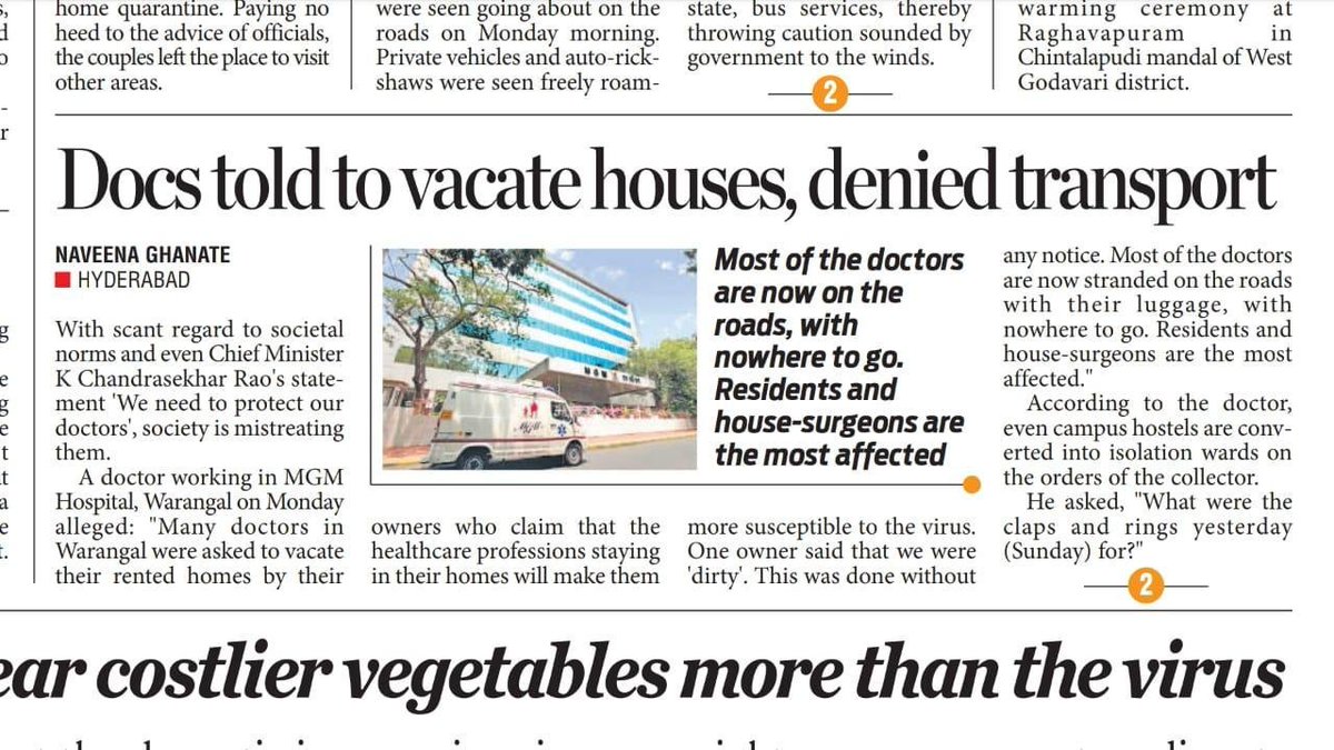 Doctor from Warangal talks about doctors being asked to vacate their homes as they've done "dirty work""What were those claps and rings on Sunday for?", he asks(10/n)